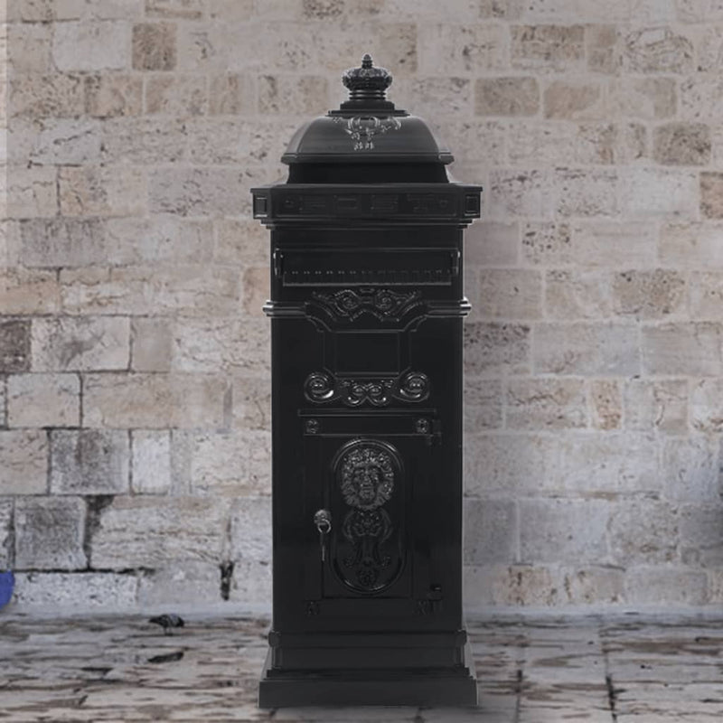 Load image into Gallery viewer, Vidaxl pilaar brievenbus vintage stijl roestbestendig aluminium zwart