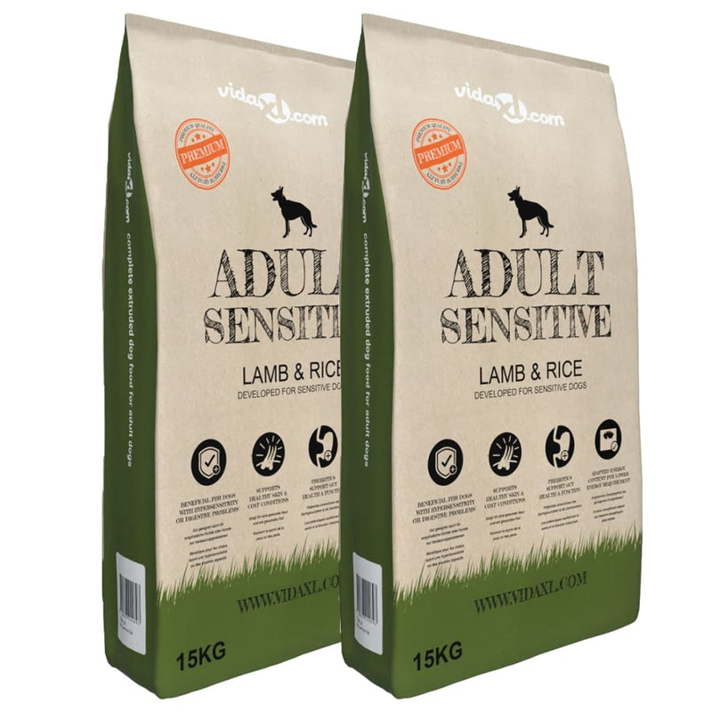 Load image into Gallery viewer, VidaXL Premium hondenvoer droog Adult Sensitive Lamb Rice 30kg 2 st
