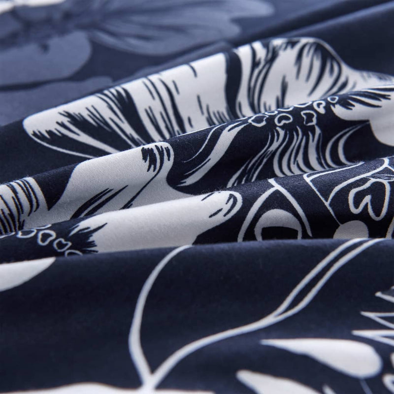 Load image into Gallery viewer, Vidaxl dekbedovertrekset bloemenontwerp 140x220 60x70 cm marineblauw