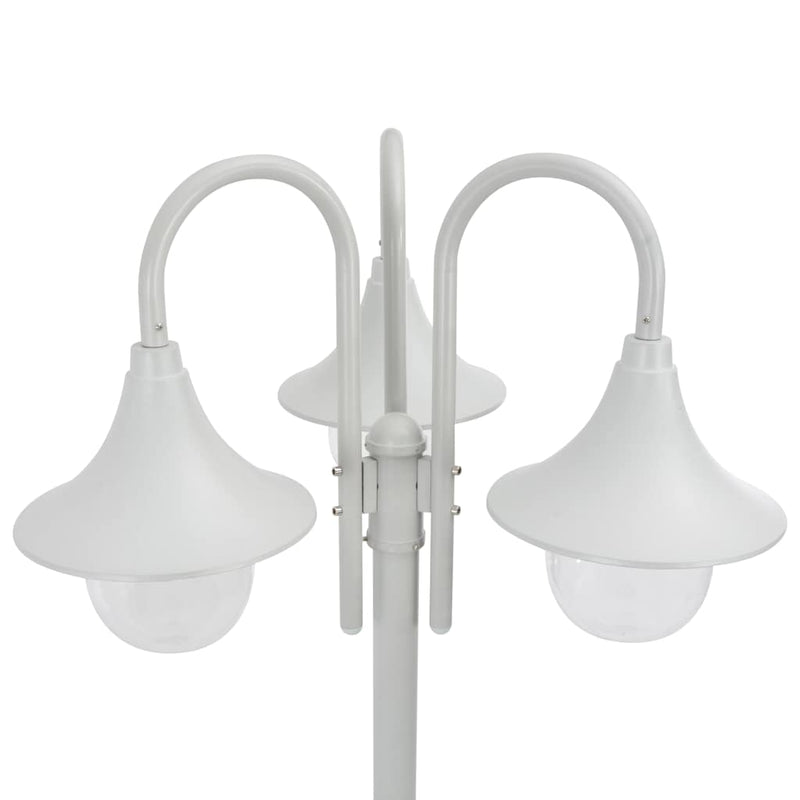 Load image into Gallery viewer, Vidaxl paalverlichting tuin e27 220 cm aluminium wit 3-delig