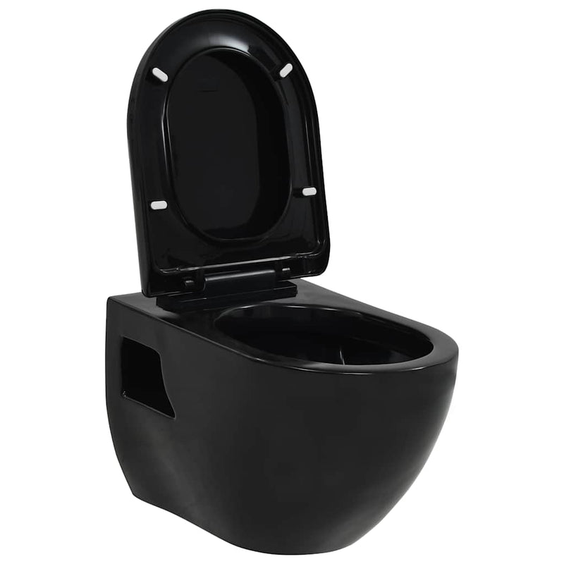 Load image into Gallery viewer, Vidaxl wandtoilet keramiek zwart