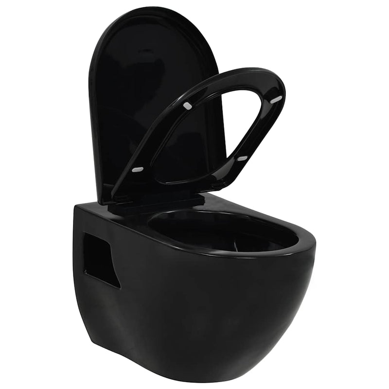 Load image into Gallery viewer, Vidaxl wandtoilet keramiek zwart