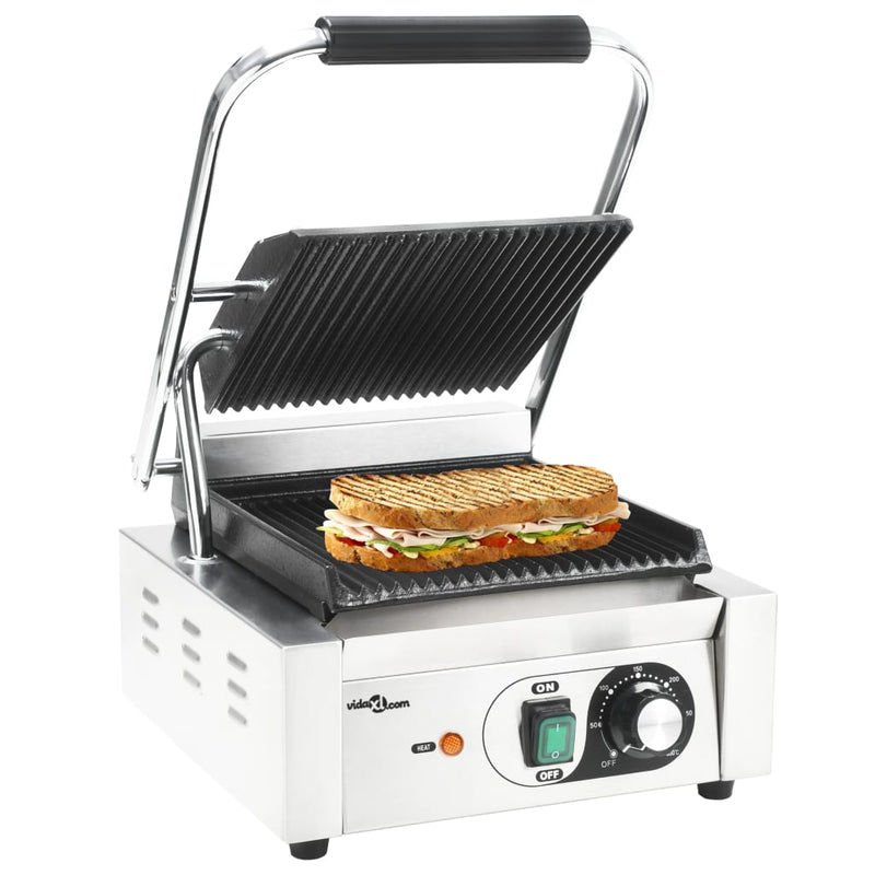 Load image into Gallery viewer, Vidaxl panini grill gegroefd 1800 w 31x30,5x20 cm roestvrij staal