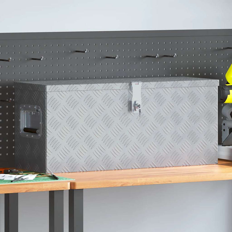 Load image into Gallery viewer, Vidaxl aluminium kist 76,5x26,5x33 cm zilverkleurig