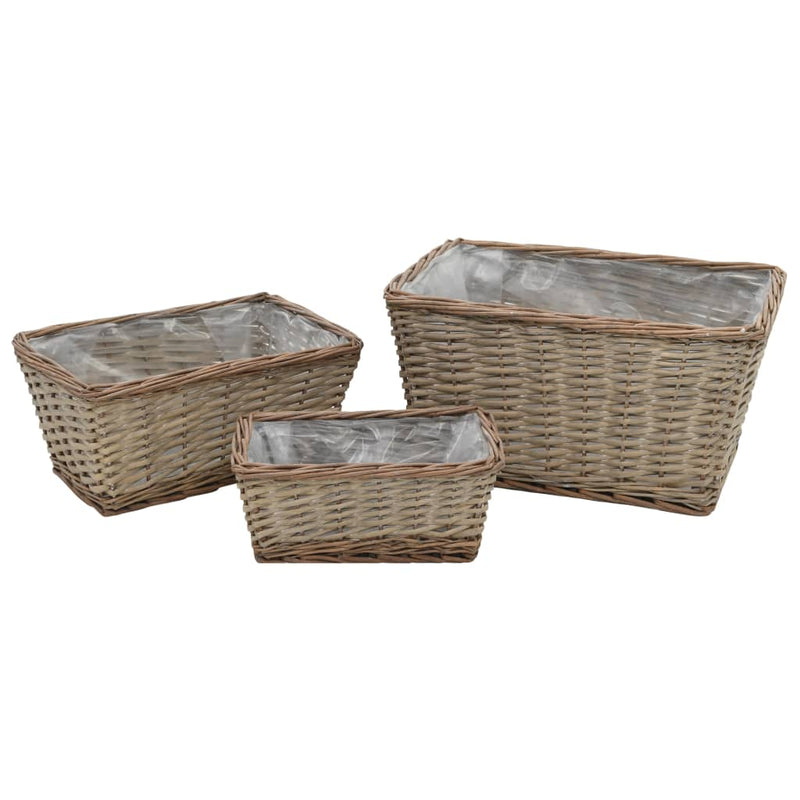 Load image into Gallery viewer, VidaXL Plantenbakken verhoogd 3 st wicker met PE-voering