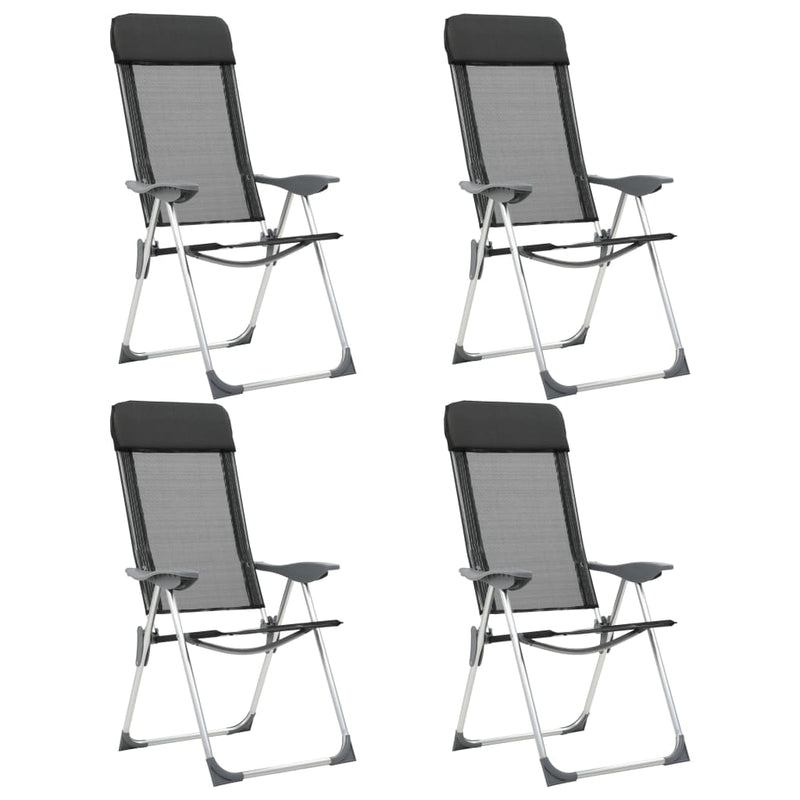 Load image into Gallery viewer, Vidaxl campingstoelen inklapbaar aluminium zwart 4 st