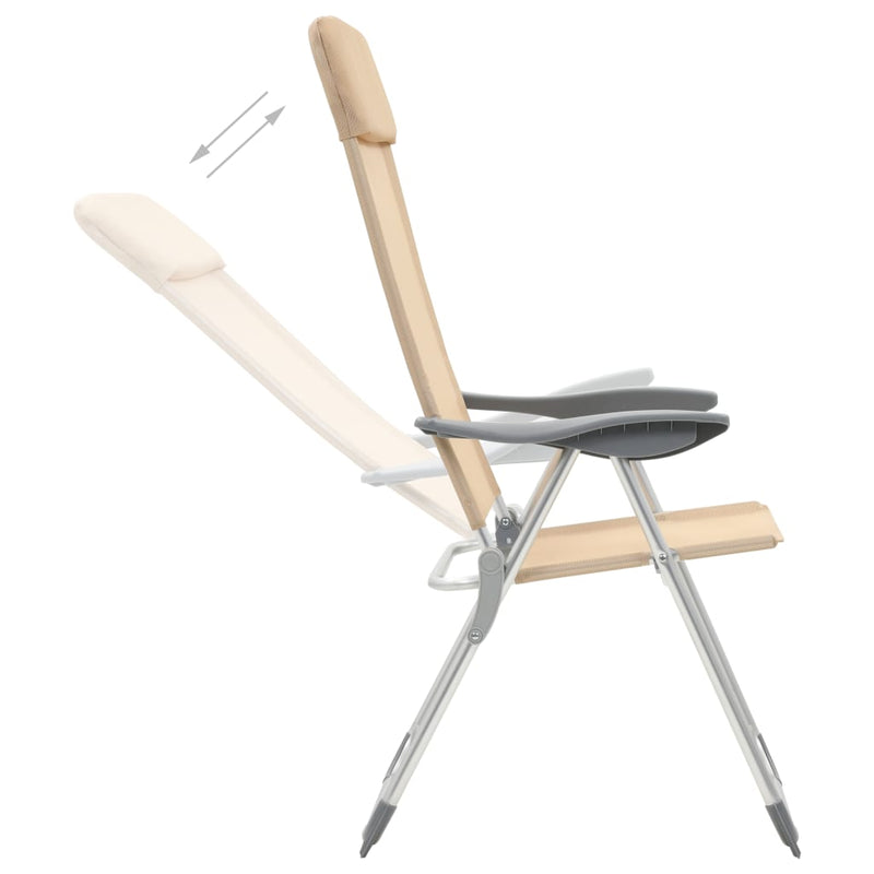 Load image into Gallery viewer, Vidaxl campingstoelen 4 st inklapbaar aluminium crèmewit