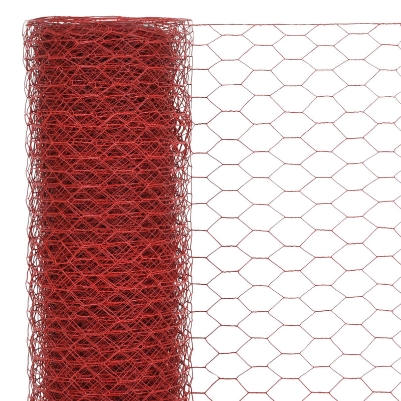 Load image into Gallery viewer, VidaXL Kippengaas 25x0,5 m staal met PVC coating rood