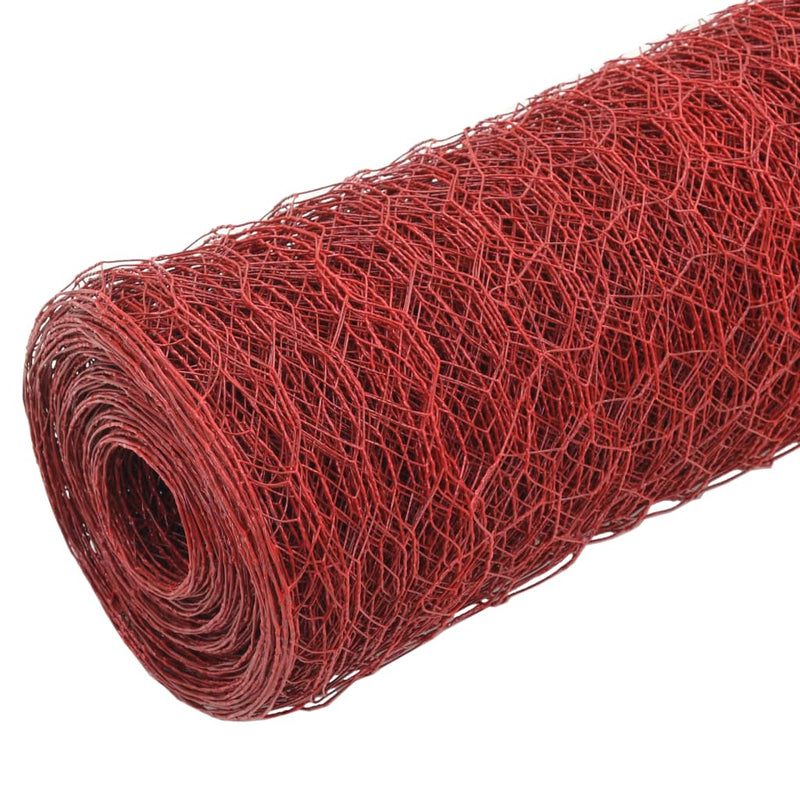 Load image into Gallery viewer, Vidaxl kippengaas 25x0,75 m staal met pvc coating rood