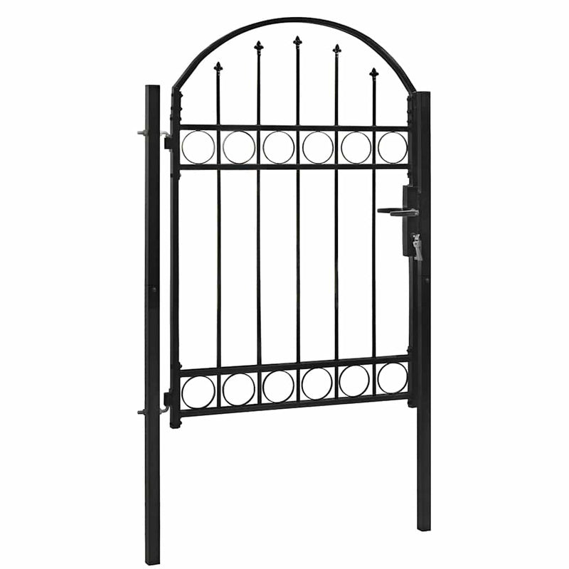 Load image into Gallery viewer, VidaXL Poort met gebogen bovenkant 100x125 cm staal zwart