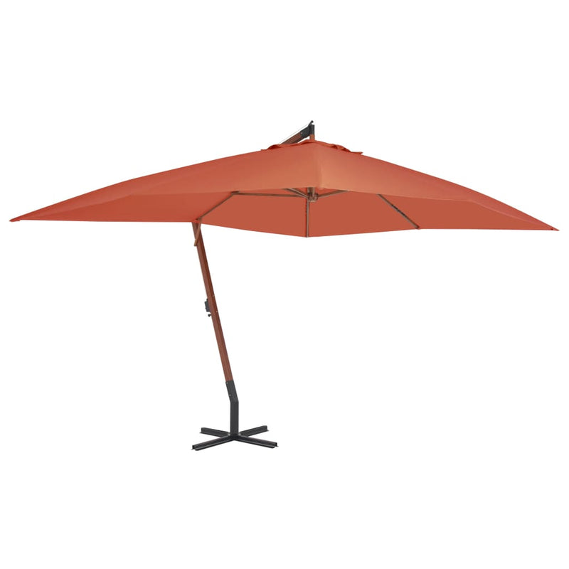 Load image into Gallery viewer, Vidaxl zweefparasol met houten paal 400x300 cm terracottakleurig