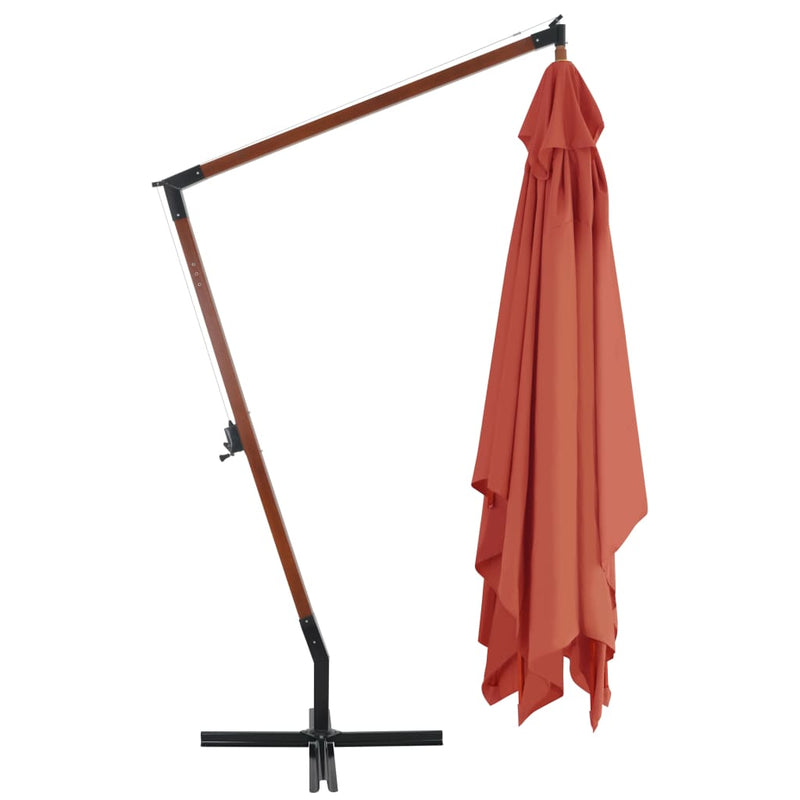 Load image into Gallery viewer, Vidaxl zweefparasol met houten paal 400x300 cm terracottakleurig