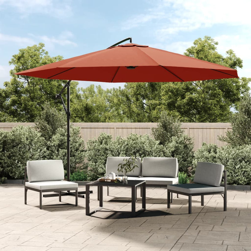 Afbeelding laden in galerijviewer, Vidaxl zweefparasol met aluminium paal 350 cm terracottakleurig