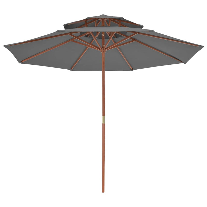 Load image into Gallery viewer, Vidaxl parasol dubbeldekker met houten paal 270 cm antraciet