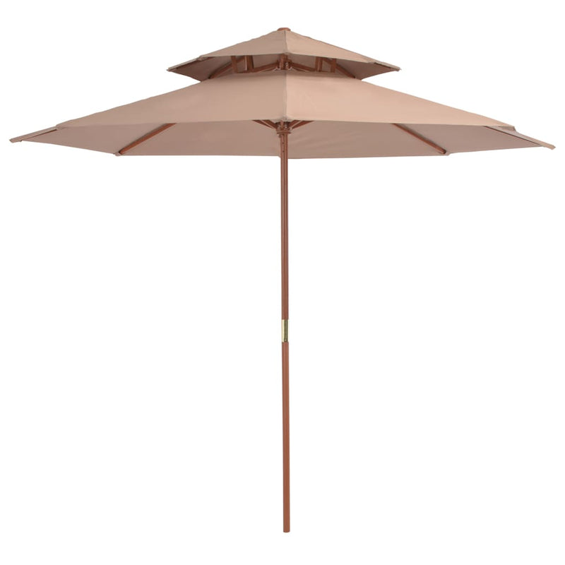 Load image into Gallery viewer, Vidaxl parasol dubbeldekker met houten paal 270 cm taupe