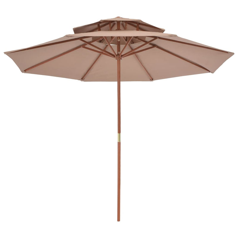 Load image into Gallery viewer, Vidaxl parasol dubbeldekker met houten paal 270 cm taupe
