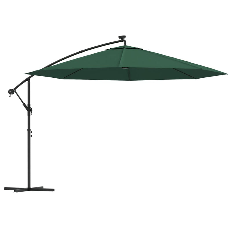 ギャラリービューアに画像をロードする, Vidaxl zweefparasol met led-verlichting en metalen paal 350 cm groen