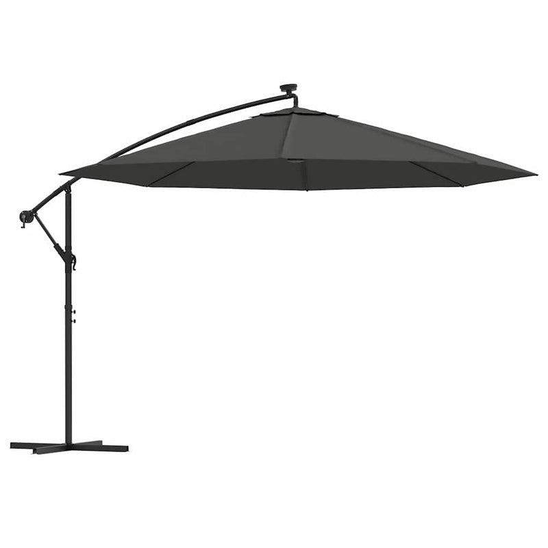 Chargez l'image dans la visionneuse de la galerie, Vidaxl zweefparasol met led-verlichting metalen paal 350 cm antraciet