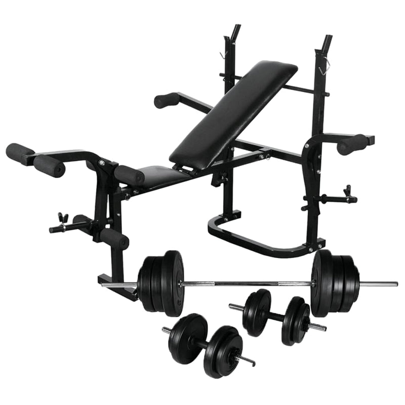 Load image into Gallery viewer, VidaXL Gewichtenbank met gewichtenrek en halterset 60,5 kg