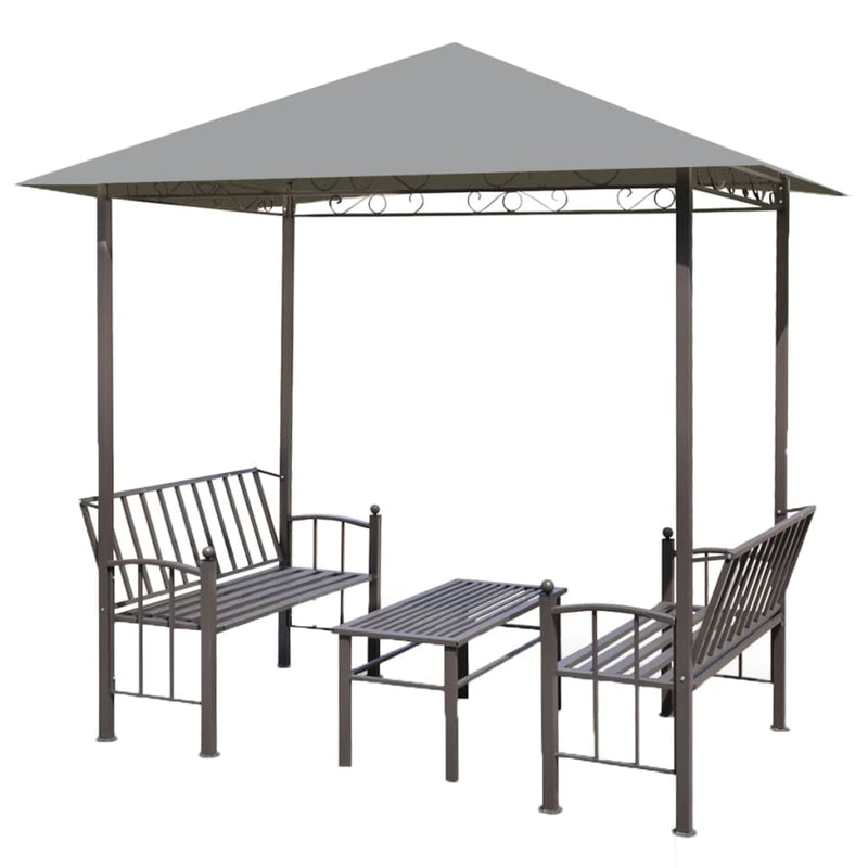 Load image into Gallery viewer, VidaXL Tuinpaviljoen met tafel en bankjes 2,5x1,5x2,4 m antraciet