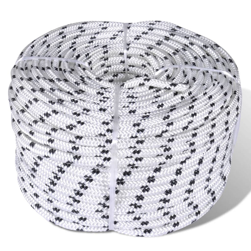 Load image into Gallery viewer, Vidaxl boottouw gevlochten 8 mm 250 m polyester wit