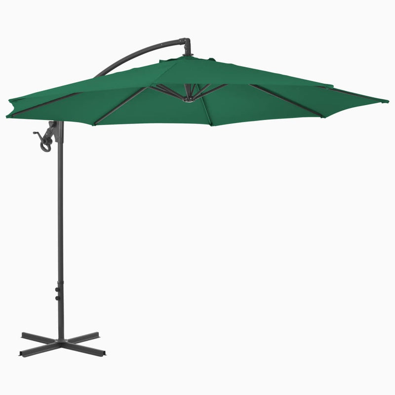 Afbeelding laden in galerijviewer, VidaXL Zweefparasol met stalen paal 300 cm groen
