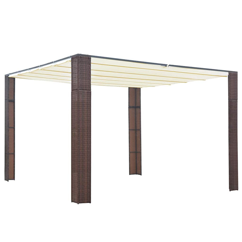 ギャラリービューアに画像をロードする, Vidaxl prieel met dak 300x300x220 cm poly rattan bruin en crème