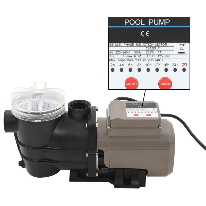 Load image into Gallery viewer, Vidaxl zwembadpomp met timer 0,25 pk 8000 l u zwart
