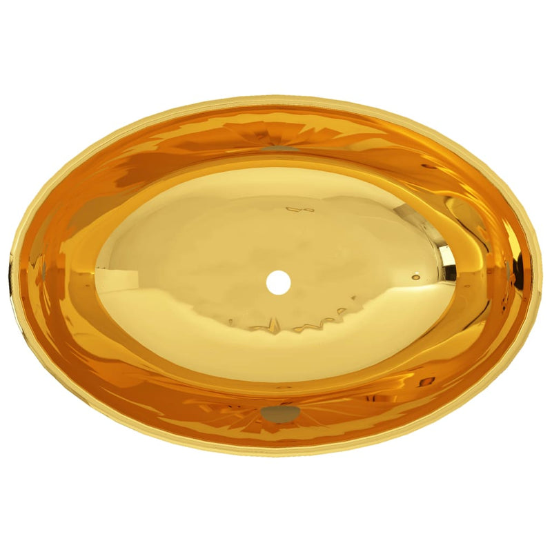 Load image into Gallery viewer, Vidaxl wastafel 40x33x13,5 cm keramiek goudkleurig