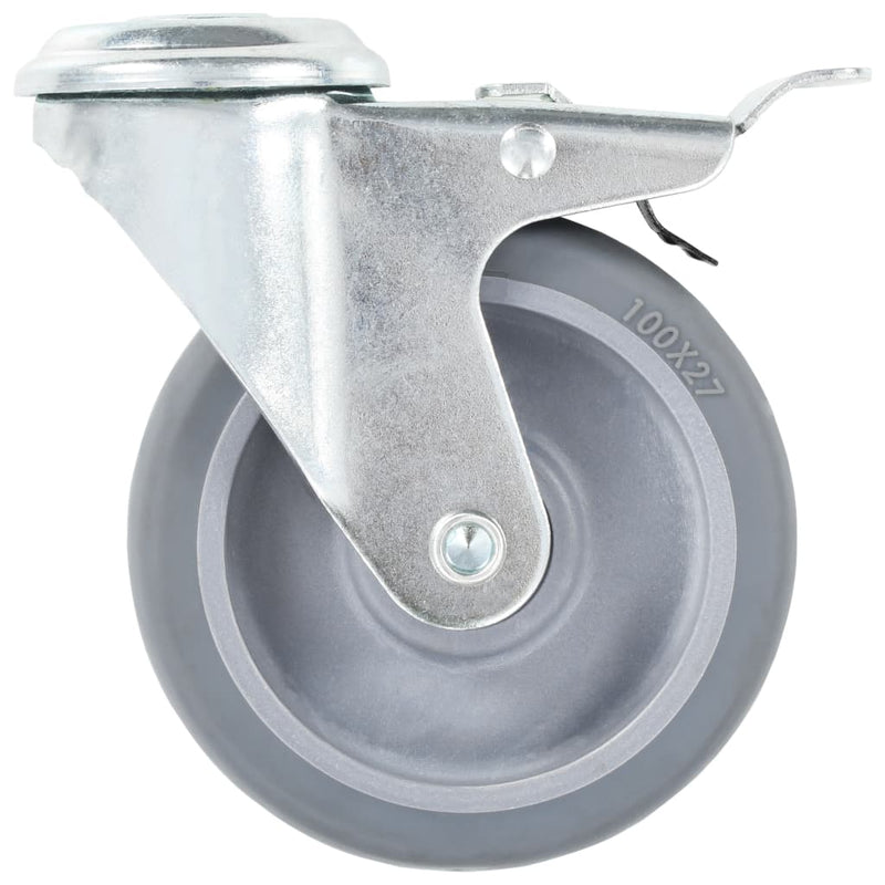 Load image into Gallery viewer, Vidaxl zwenkwielen met boutgaten en dubbele remmen 4 st 100 mm
