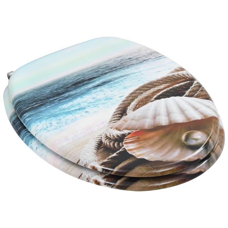 Load image into Gallery viewer, Vidaxl toiletbril met deksel schelp mdf