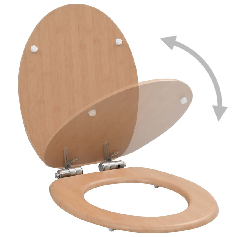 Load image into Gallery viewer, Vidaxl toiletbril met soft-close deksel bamboe mdf