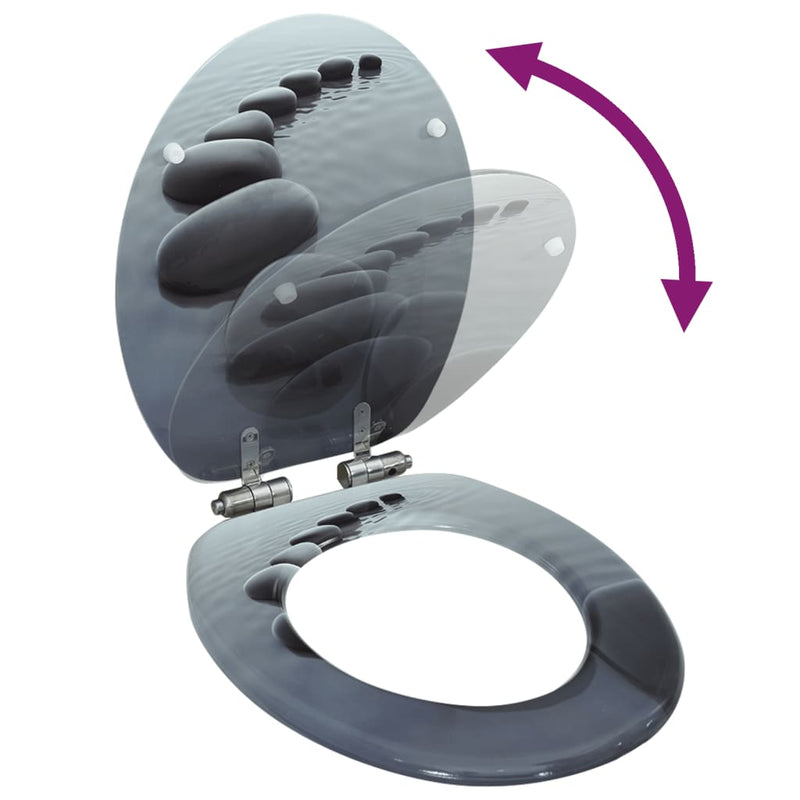 Load image into Gallery viewer, Vidaxl toiletbril met soft-close deksel stenen mdf
