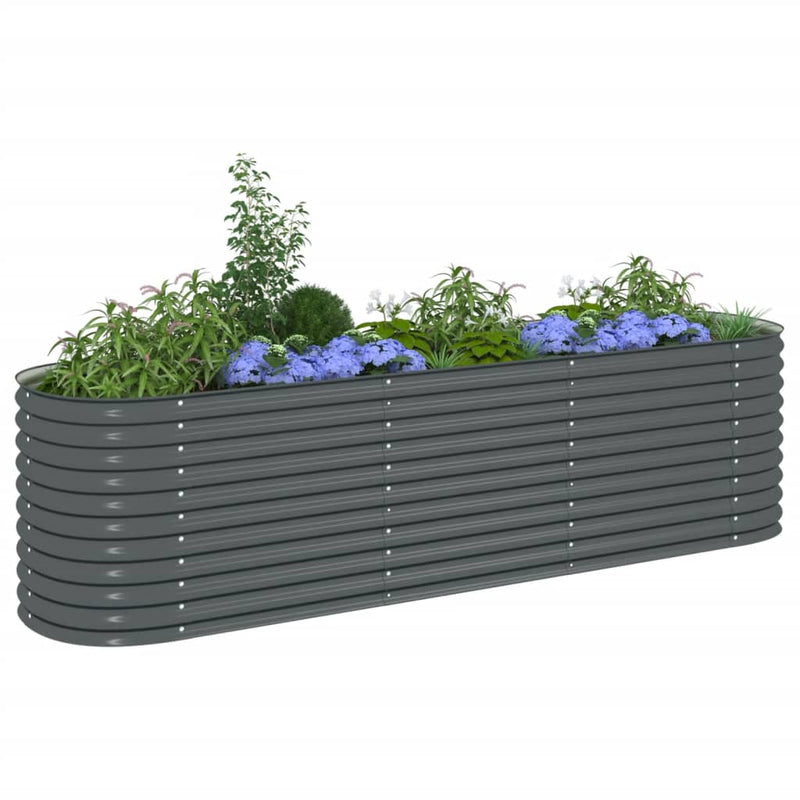 Load image into Gallery viewer, VidaXL Plantenbak verhoogd 320x80x81 cm gegalvaniseerd staal grijs