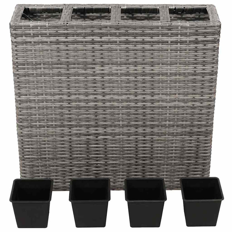 Load image into Gallery viewer, Vidaxl plantenbak verhoogd met 4 potten poly rattan grijs