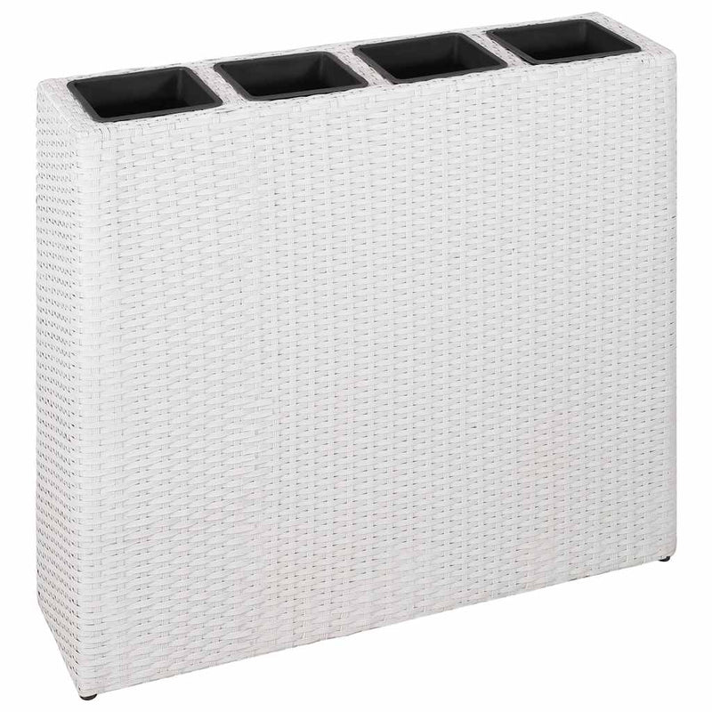 Chargez l'image dans la visionneuse de la galerie, Vidaxl plantenbak verhoogd met 4 potten poly rattan wit