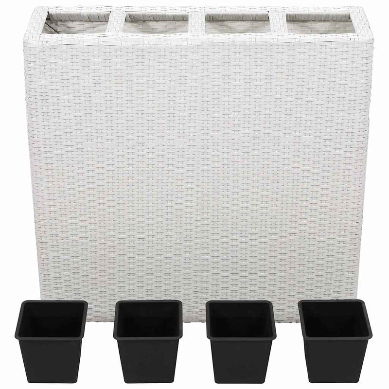 Chargez l'image dans la visionneuse de la galerie, Vidaxl plantenbak verhoogd met 4 potten poly rattan wit