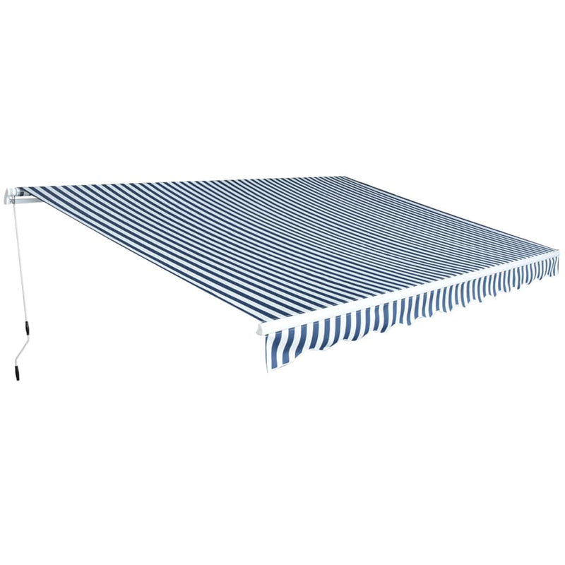 Load image into Gallery viewer, VidaXL Luifel handmatig uittrekbaar 450 cm blauw wit