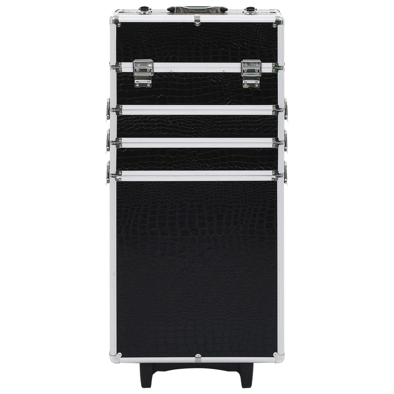 Load image into Gallery viewer, Vidaxl make-up trolley aluminium zwart met krokodillenpatroon