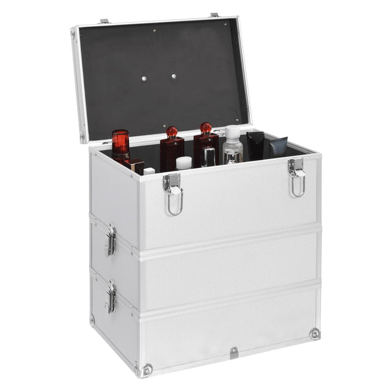 Load image into Gallery viewer, Vidaxl make-up koffer 37x24x40 cm aluminium zilverkleurig
