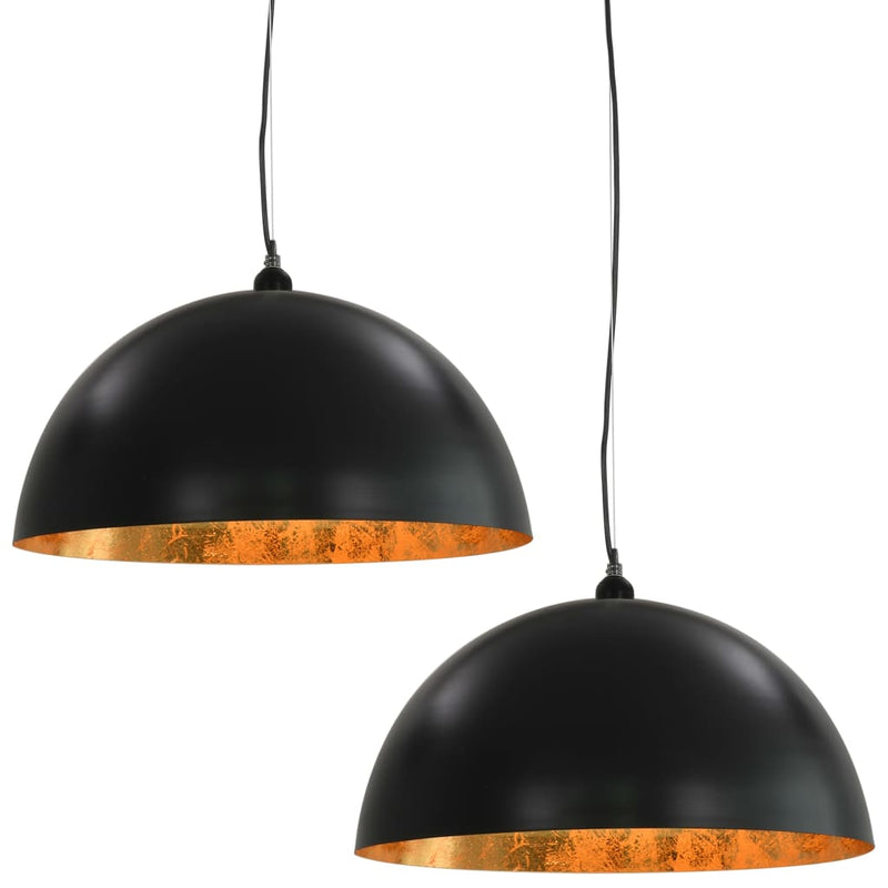 Load image into Gallery viewer, Vidaxl plafondlampen 2 st halfrond e27 50 cm zwart en goudkleurig