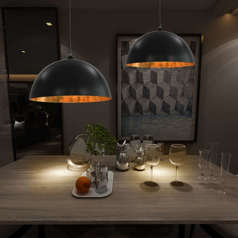 Load image into Gallery viewer, Vidaxl plafondlampen 2 st halfrond e27 50 cm zwart en goudkleurig