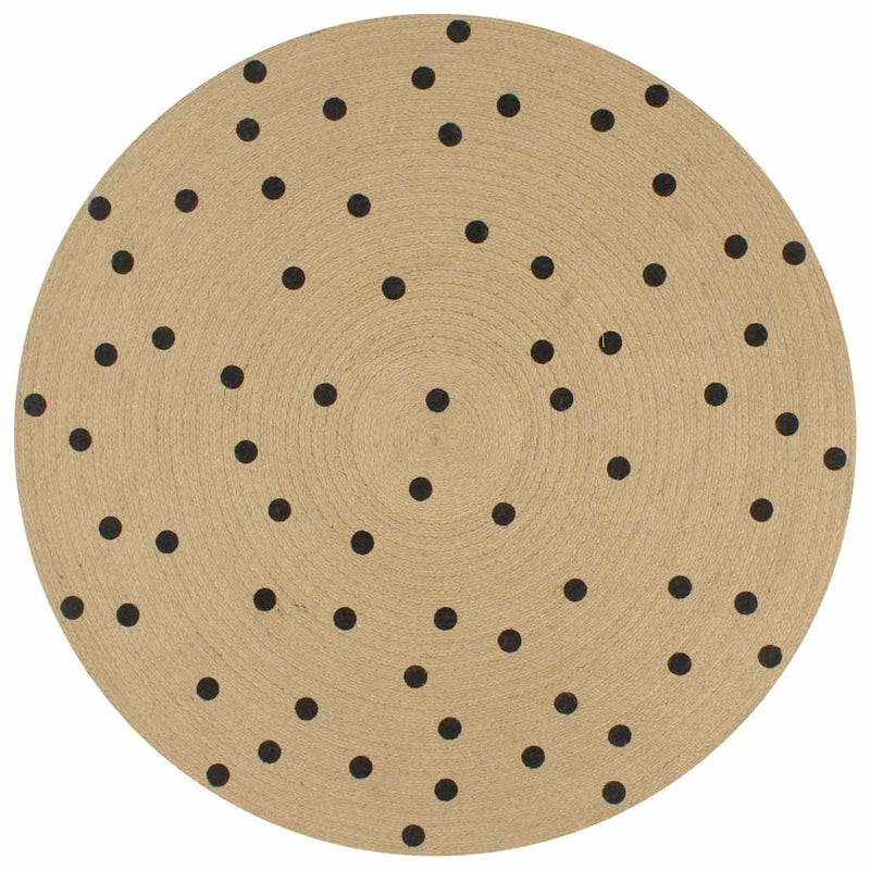 Afbeelding laden in galerijviewer, Vidaxl vloerkleed handgemaakt met print polkadot 90 cm jute
