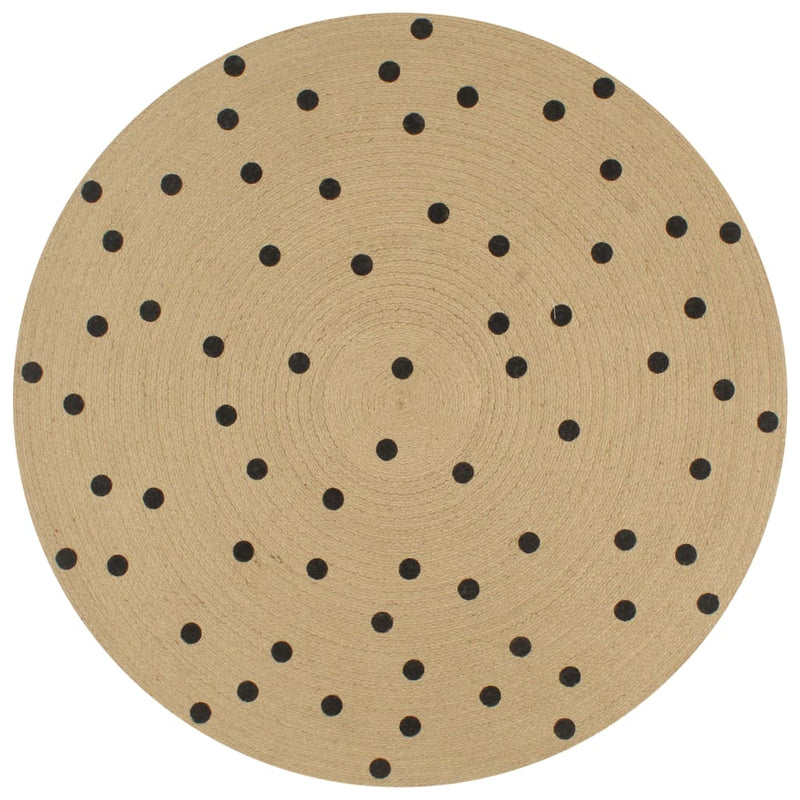 Afbeelding laden in galerijviewer, Vidaxl vloerkleed handgemaakt met print polkadot 150 cm jute