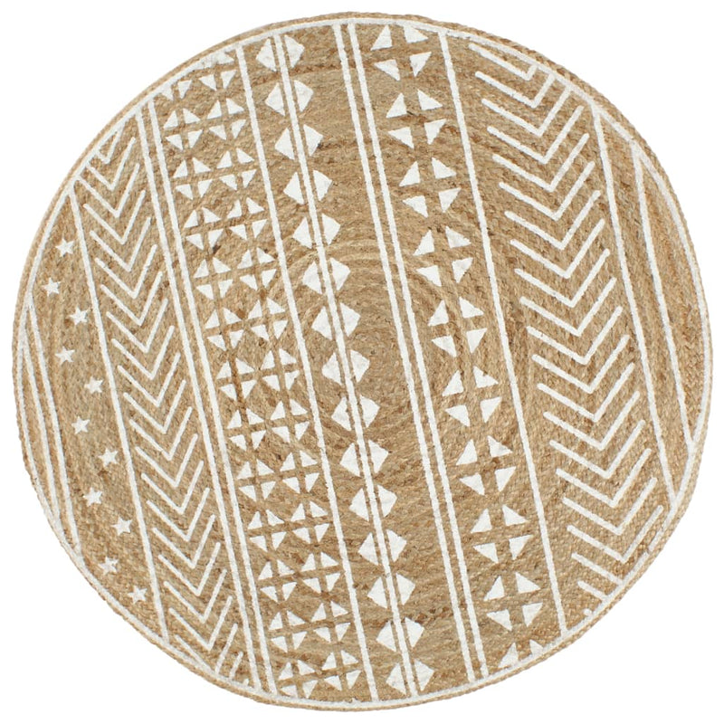 Load image into Gallery viewer, Vidaxl vloerkleed handgemaakt met witte print 120 cm jute