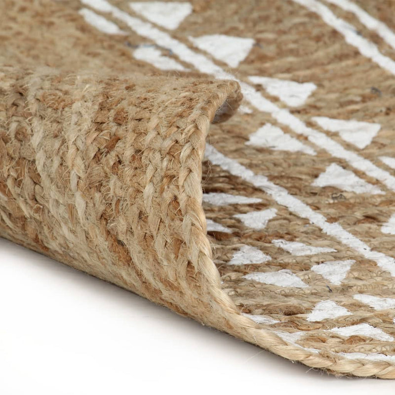 Load image into Gallery viewer, Vidaxl vloerkleed handgemaakt met witte print 120 cm jute