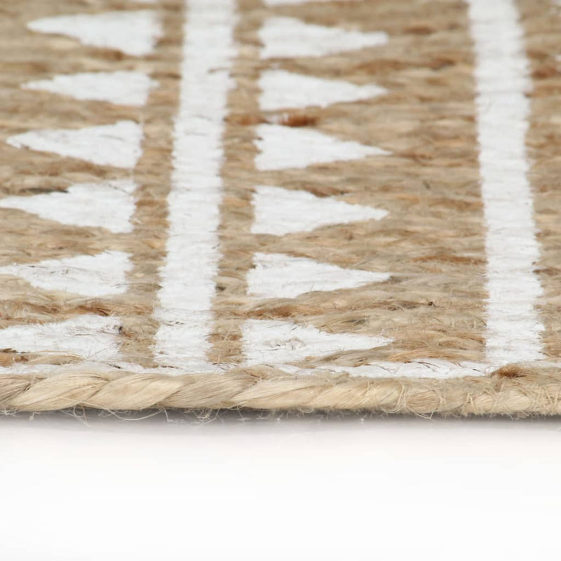 Load image into Gallery viewer, Vidaxl vloerkleed handgemaakt met witte print 150 cm jute
