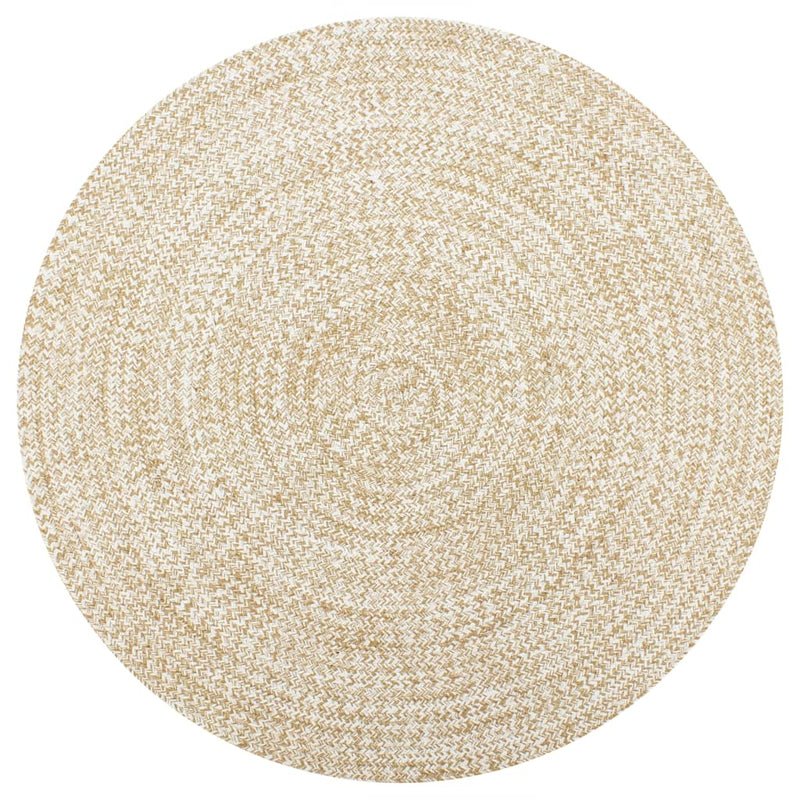 Load image into Gallery viewer, Vidaxl vloerkleed handgemaakt 90 cm jute wit en naturel