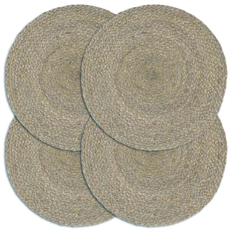 Load image into Gallery viewer, Vidaxl placemats 4 st rond 38 cm jute effen grijs