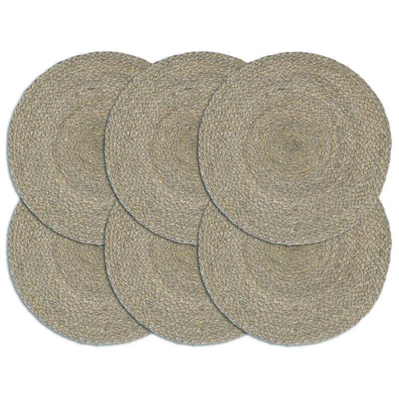 Load image into Gallery viewer, Vidaxl placemats 6 st rond 38 cm jute effen grijs